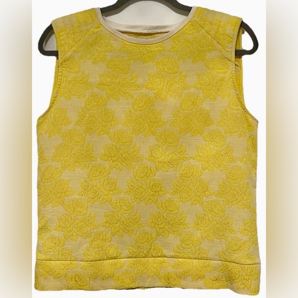 Zara Trafaluc‎ Yellow Jacquard Top Floral Texture Coquettecore Size Small - Picture 2 of 10